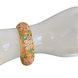 Joan Rivers Cloisonne Enamel Floral Gold Tone Bangle